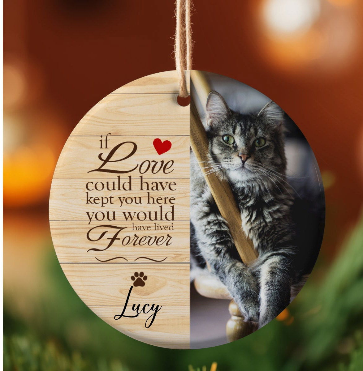 Cat Memorial Ornament, Pet memorial ornament, dog memorial ornament, Gift for loss of dog, gift for loss of cat, dog ornament, cat ornament - Wags and Willows
