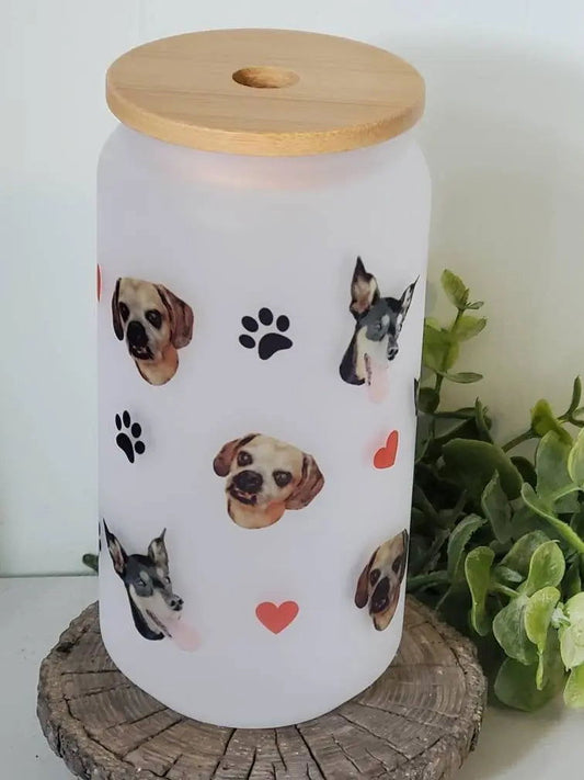 Custom Pet glass with Pet Photo - Wags and Willows