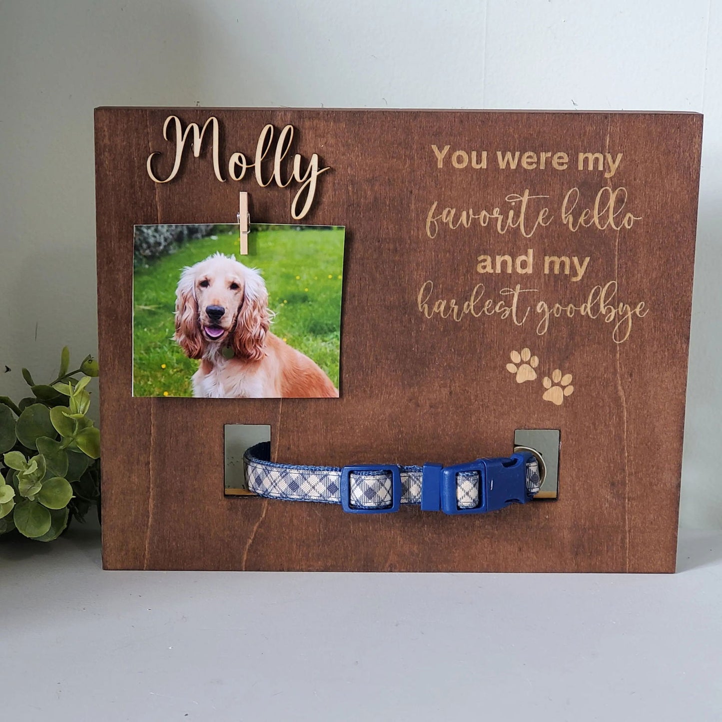 Dog Collar Memorial Frame, Pet Memorial Frame, Dog Memorial frame for Collar - Wags and Willows