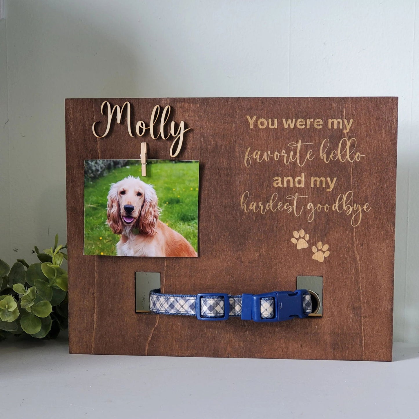 Dog Collar Memorial Frame, Pet Memorial Frame, Dog Memorial frame for Collar - Wags and Willows