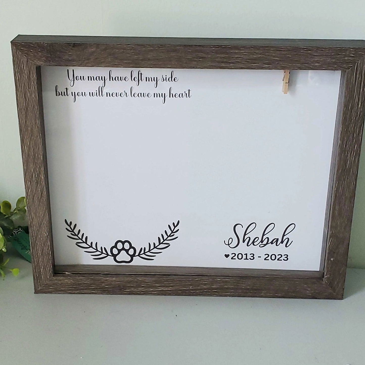 Dog Memorial frame, cat memorial frame, paw print shadow box - Wags and Willows