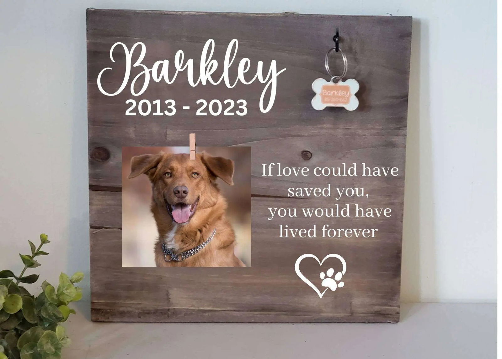 Personalized Dog Collar Memorial Frame - Wags and Willows
