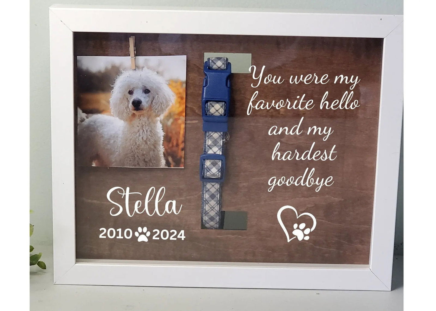 Pet Collar Memorial Frame, Dog collar Memorial , Dog Loss Gift, Dog shadowbox Pet Memorial Shadow box, Pet Loss Gift - Wags and Willows