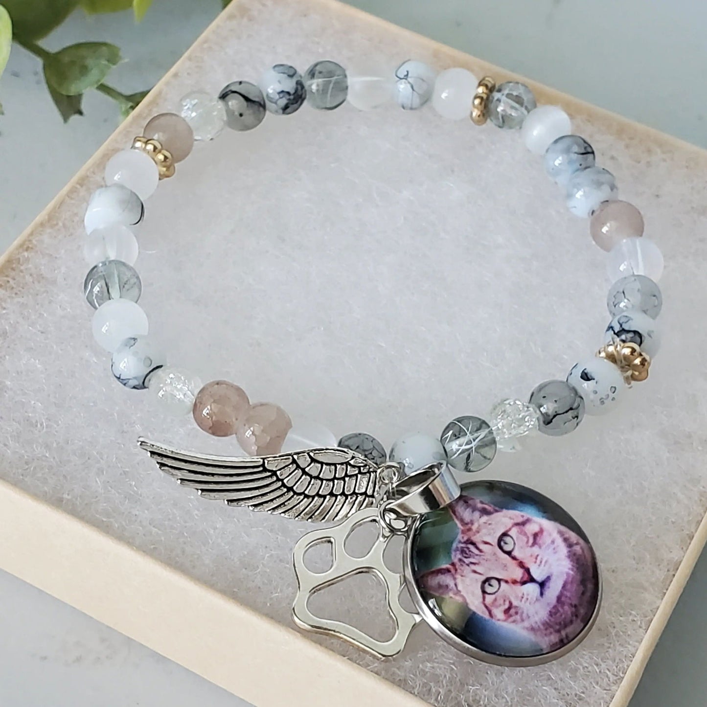 Pet Memorial Beaded Bracelet, Pet Memorial Jewelry, Dog Memorial Jewelry, Cat Memorial Jewelry - Wags and Willows