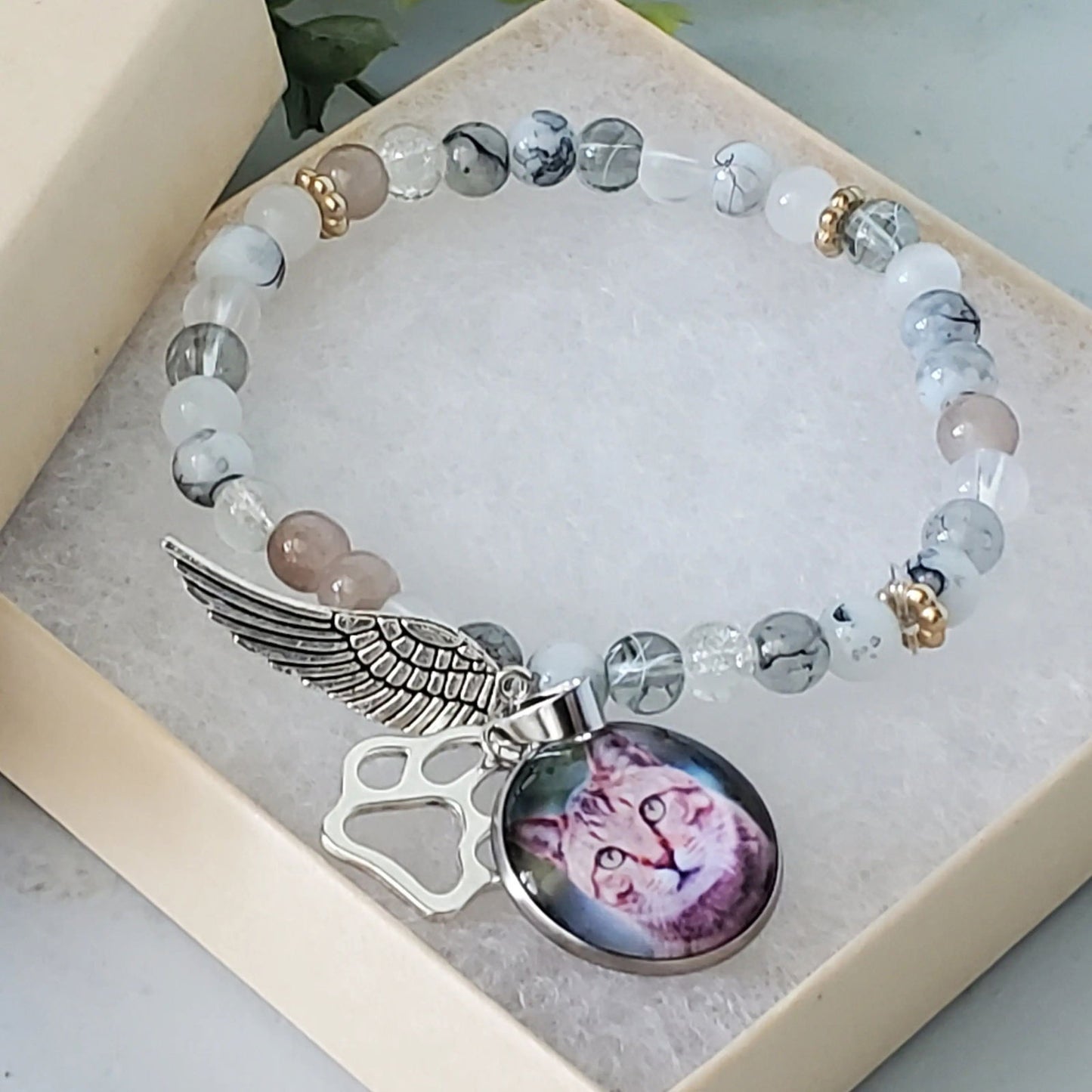 Pet Memorial Beaded Bracelet, Pet Memorial Jewelry, Dog Memorial Jewelry, Cat Memorial Jewelry - Wags and Willows