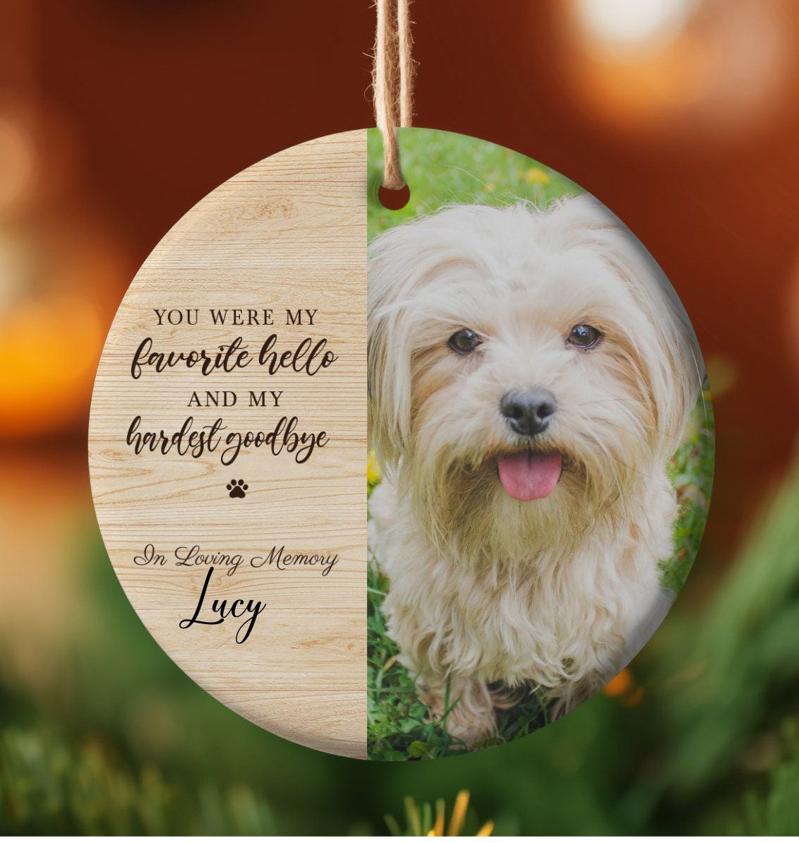 Pet Memorial Ornament, cat memorial ornament, dog memorial ornament, Gift for loss of dog, gift for loss of cat, dog ornament, cat ornament - Wags and Willows