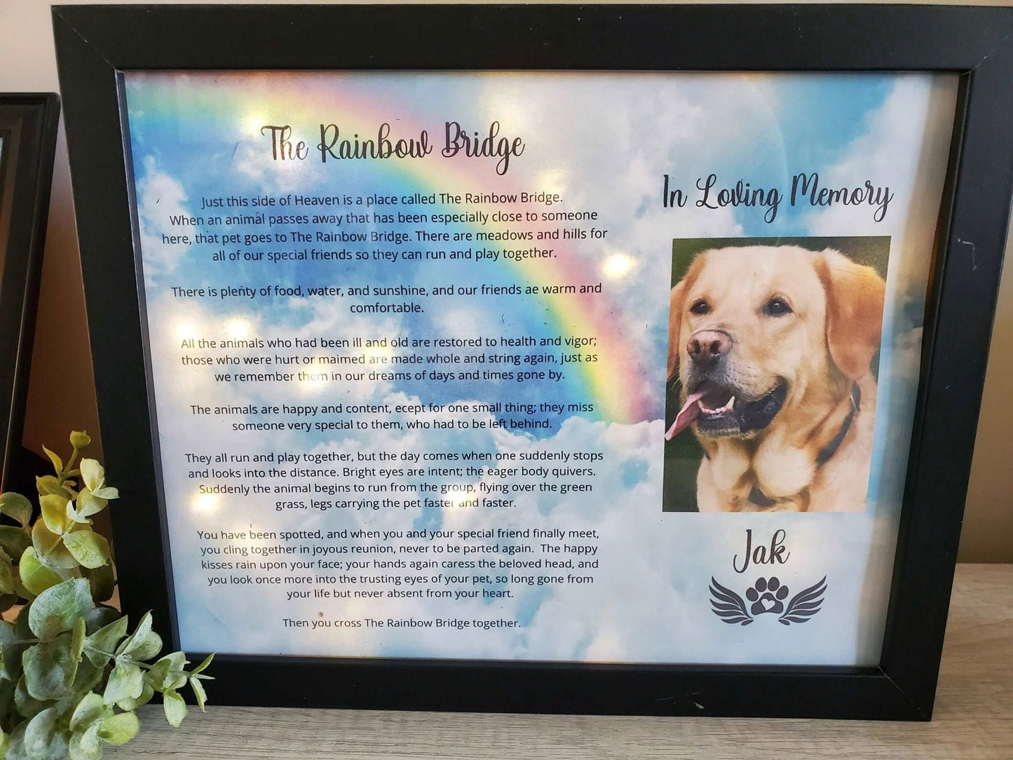 Pet Memorial Picture Frame - Wags and Willows
