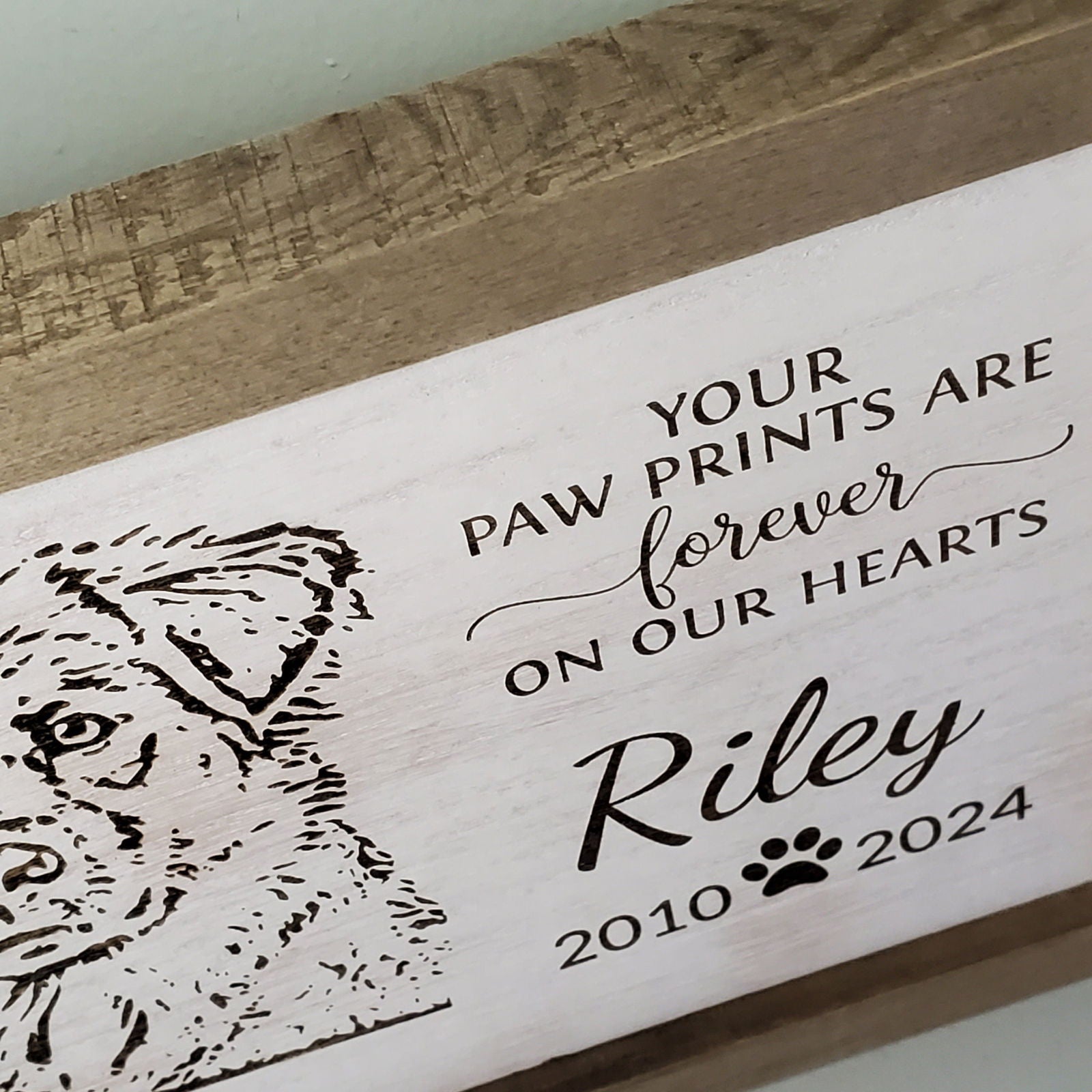 Pet Memorial Plaque, Pet Memorial Gift, Custom Pet Portrait engraved wood sign, Dog Memorial  Portrait,  Cat Memorial  Portrait - Wags and Willows