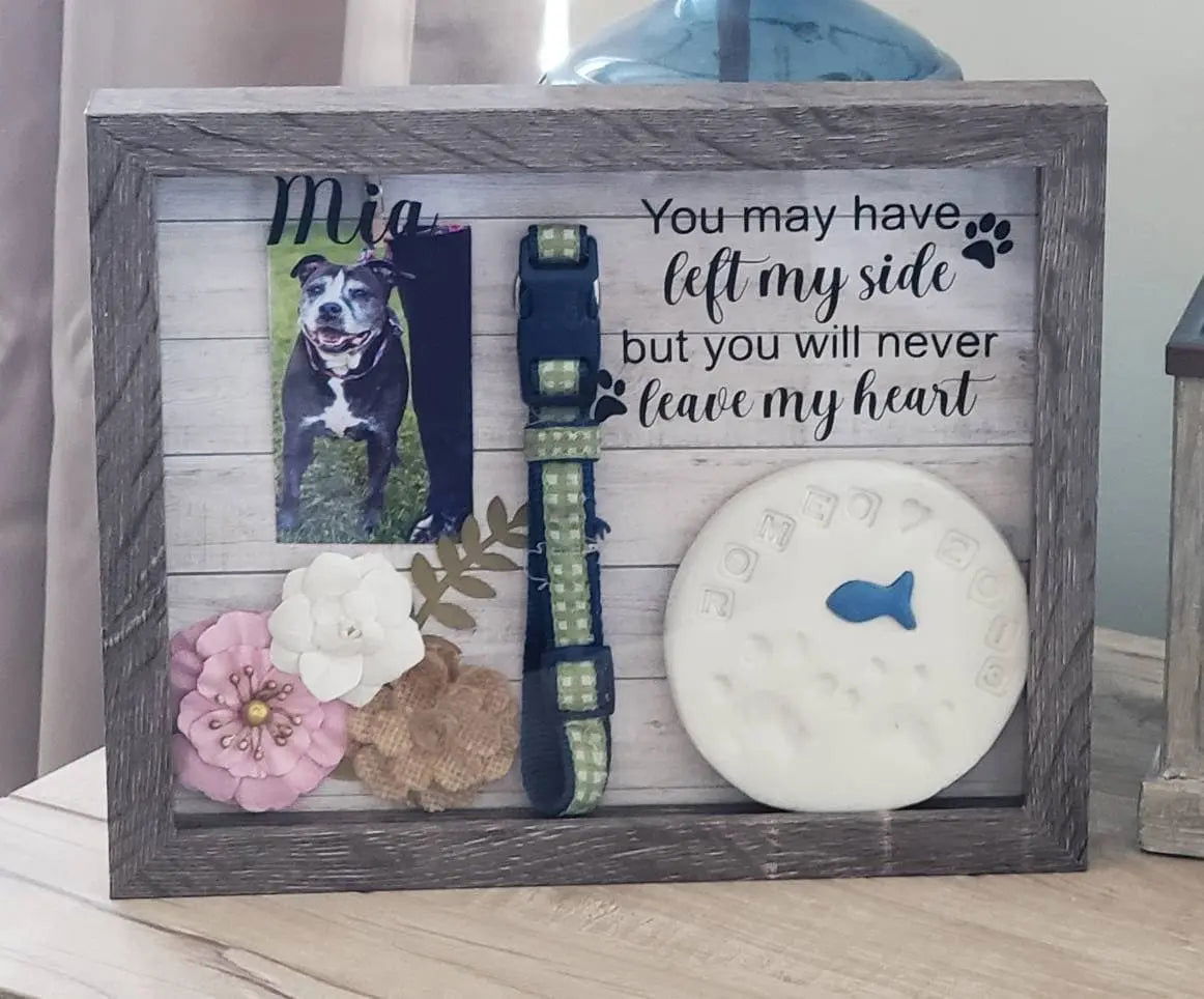Pet Memorial Shadow box, Dog Memorial Frame, Paw Print Holder - Wags and Willows