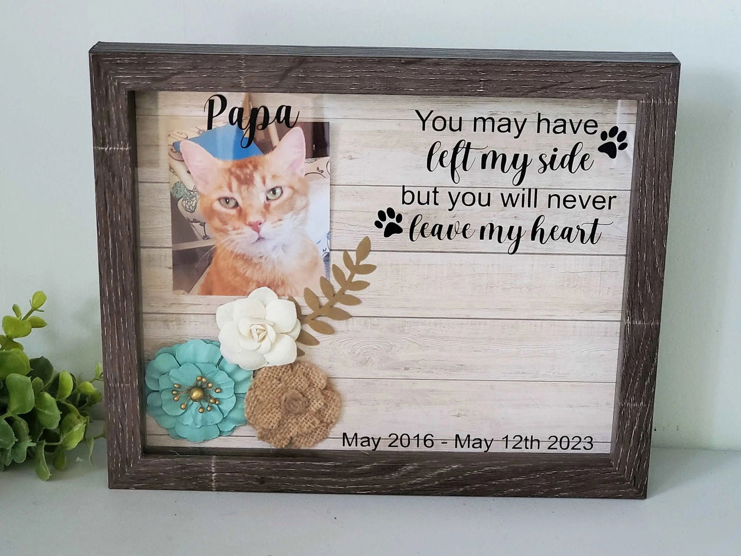 Pet Memorial Shadow box, Dog Memorial Frame, Paw Print Holder - Wags and Willows