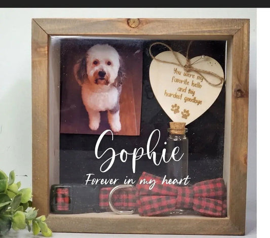 Pet Memorial Shadowbox-Memorial for dog, Memorial for cat - Wags and Willows