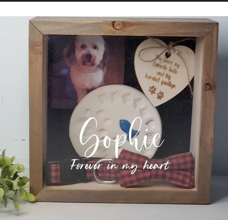Pet Memorial Shadowbox-Memorial for dog, Memorial for cat - Wags and Willows