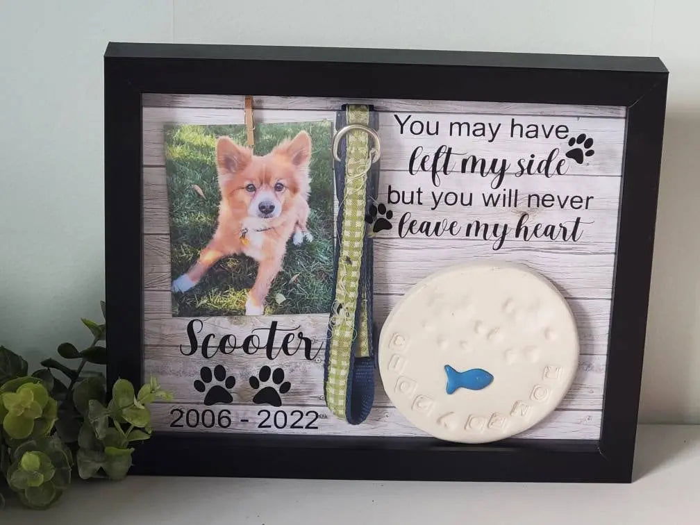 Pet Memorial Shadowbox, Dog Memorial Shadowbox, Pet Memorial Frame, Pet Memory Box, Paw Print Holder - Wags and Willows