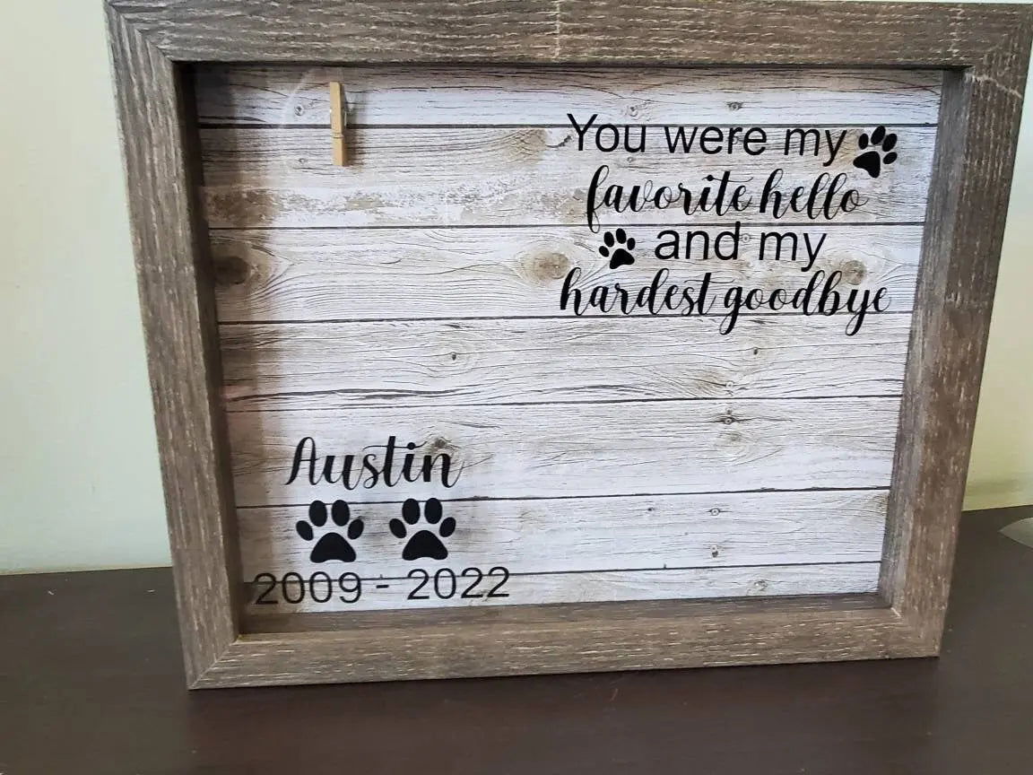 Pet Memorial Shadowbox, Dog Memorial Shadowbox, Pet Memorial Frame, Pet Memory Box, Paw Print Holder - Wags and Willows
