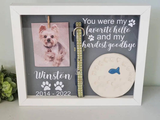 Pet Memorial Shadowbox, Pet Memorial Frame, Dog Memorial Frame - Wags and Willows