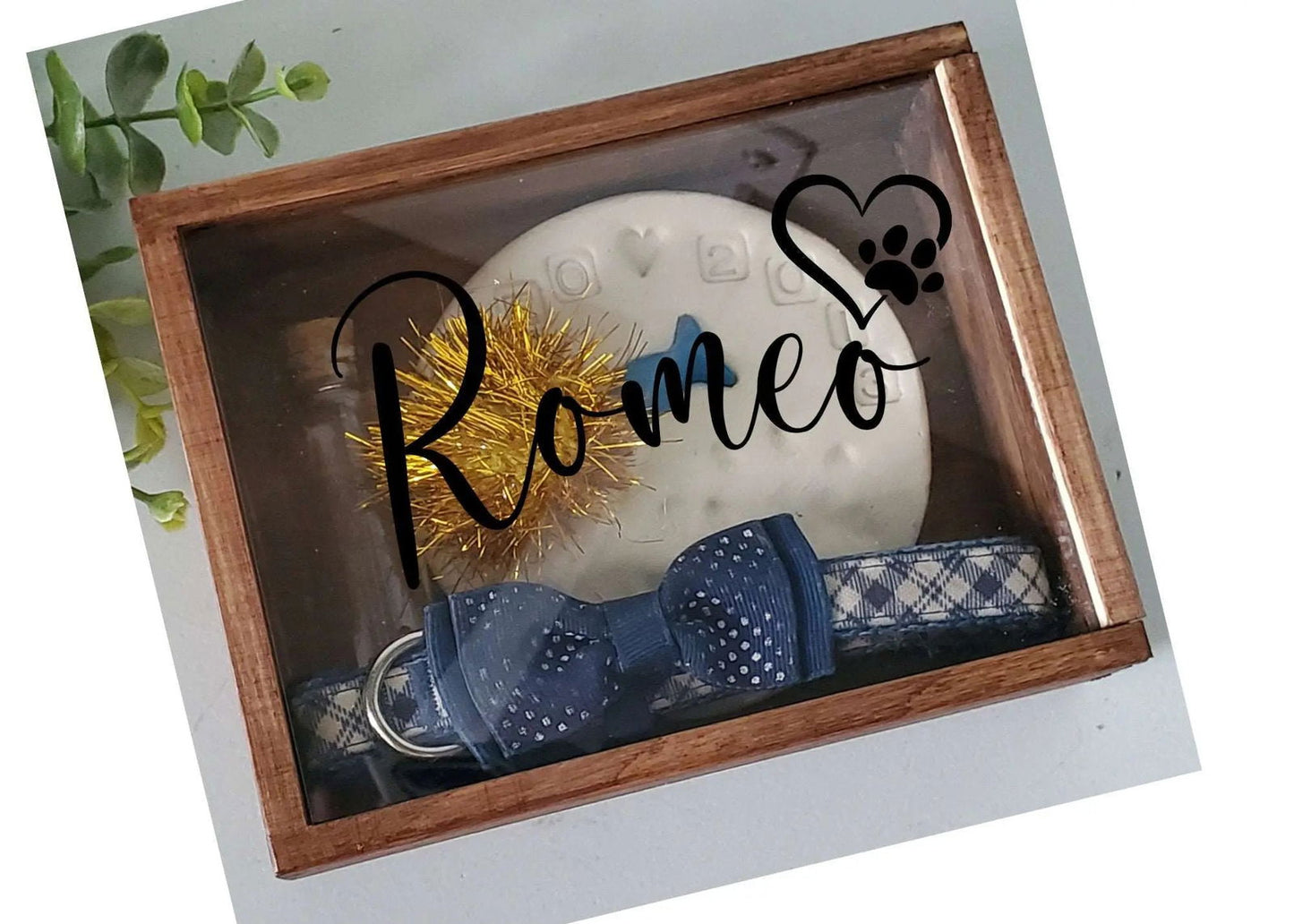 Pet Memorial Shadowbox, Pet Memory Box, Dog Collar Memorial - Wags and Willows