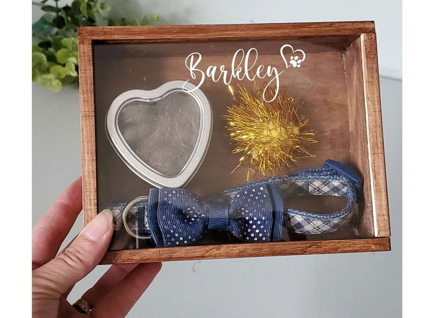 Pet Memorial Shadowbox, Pet Memory Box, Dog Collar Memorial - Wags and Willows