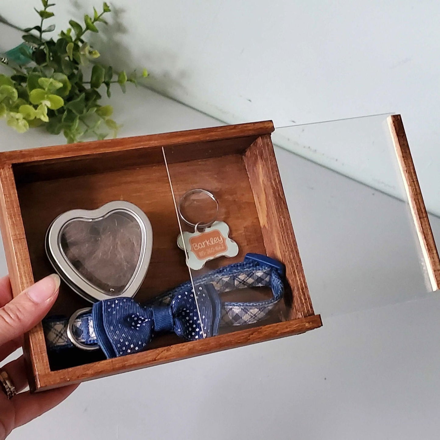 Pet Memorial Shadowbox, Pet Memory Box, Dog Collar Memorial - Wags and Willows