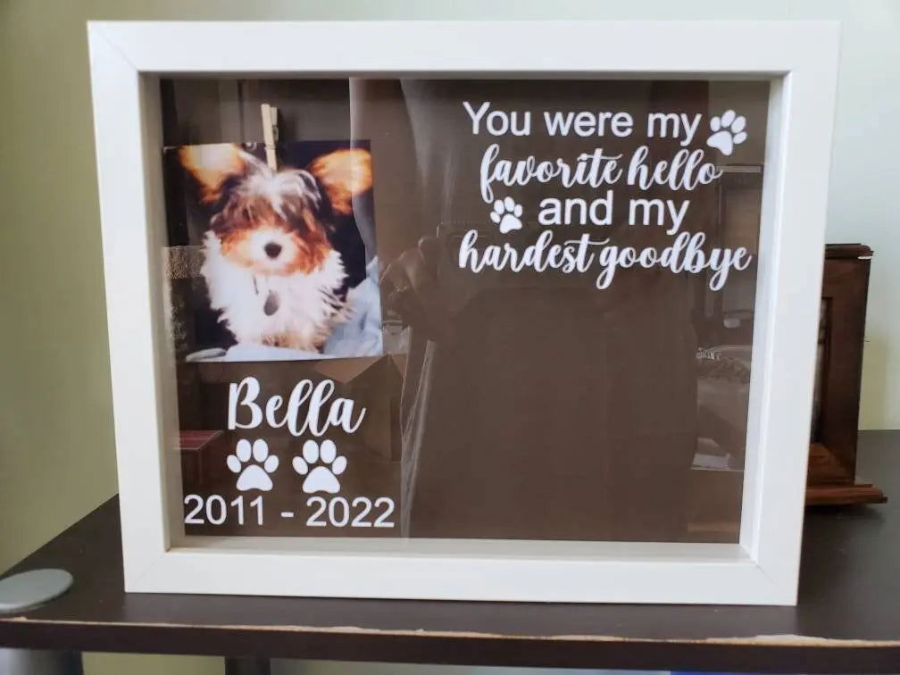 Pet Memorial Shadowbox, Pet Memory Box, Dog Collar Memorial, Pet Memorial Frame - Wags and Willows