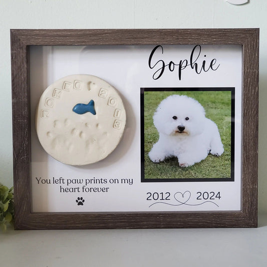-Pet Memorial Shadowbox, paw print shadowbox for pet - Wags and Willows