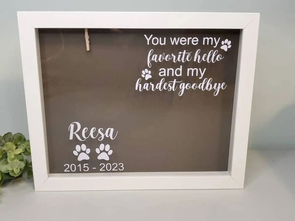 Pet Memorial shadowbox frame-Cat Memorial, Dog Memorial - Wags and Willows