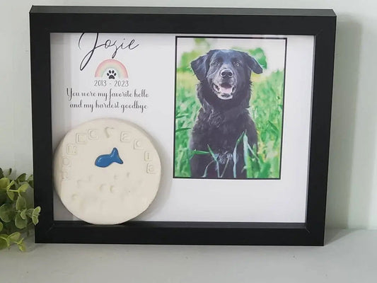 Pet Memorial shadowbox paw print holder - Wags and Willows