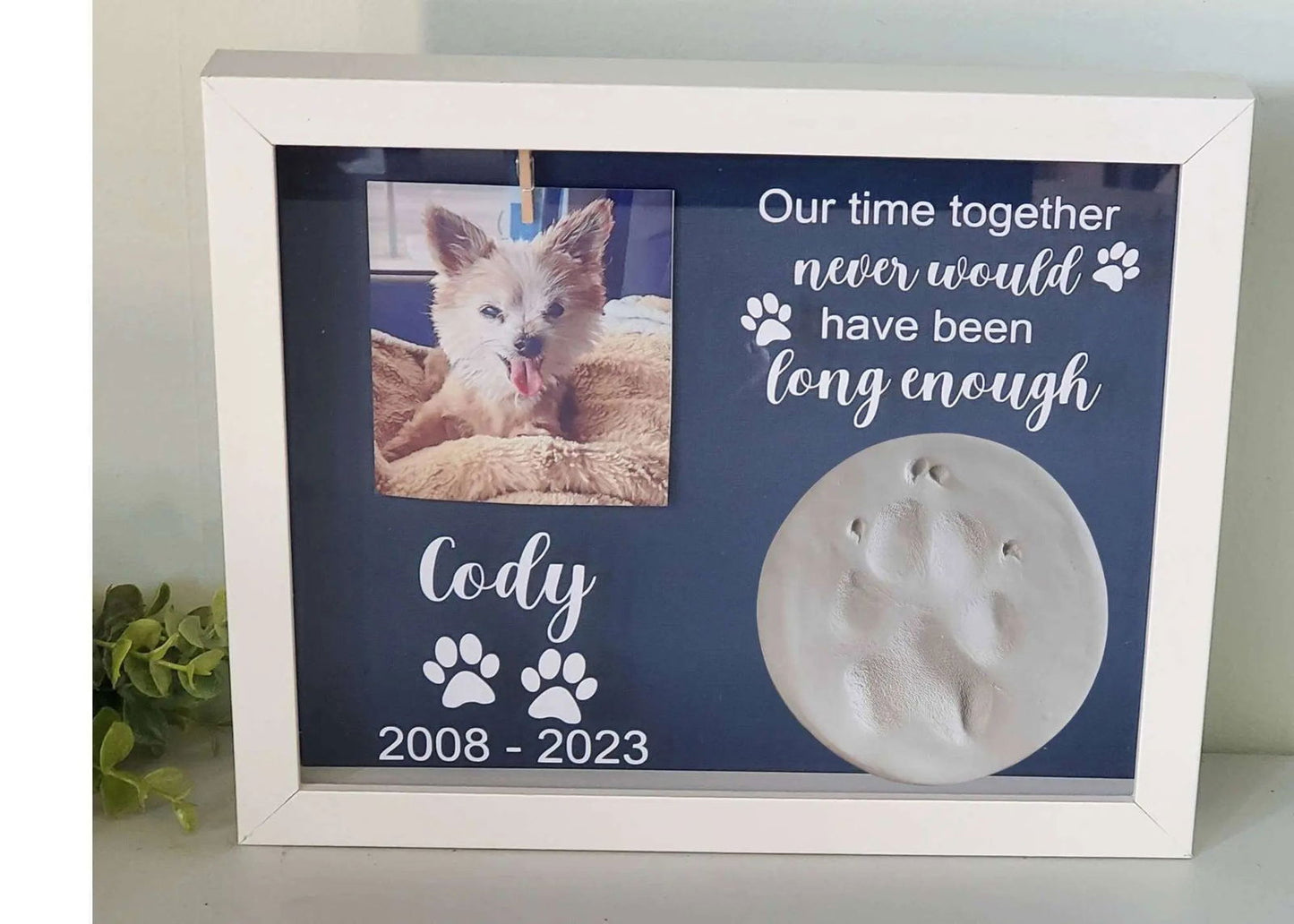 Pet Memory box, paw print shadow box, dog shadow box, cat shadow box - Wags and Willows
