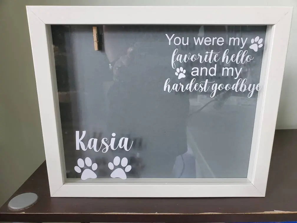 Pet Memory box, paw print shadow box, dog shadow box, cat shadow box - Wags and Willows