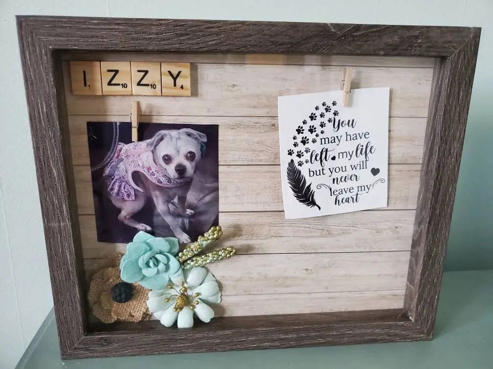 Pet memorial shadow box, Pet memory box, pet memorial frame - Wags and Willows