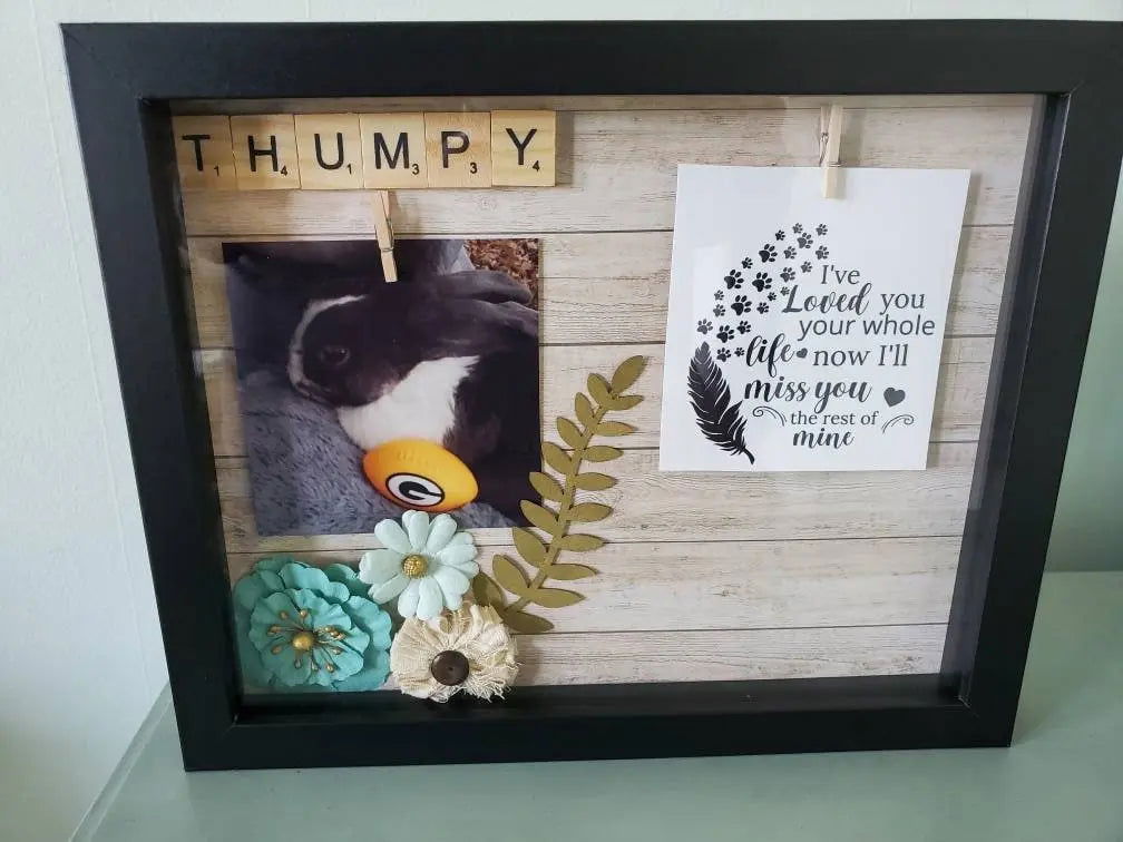 Rabbit Memorial Shadowbox, rabbit Memorial , bunny Memorial, - Wags and Willows