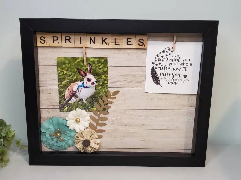 Rabbit Memorial Shadowbox, rabbit Memorial , bunny Memorial, - Wags and Willows