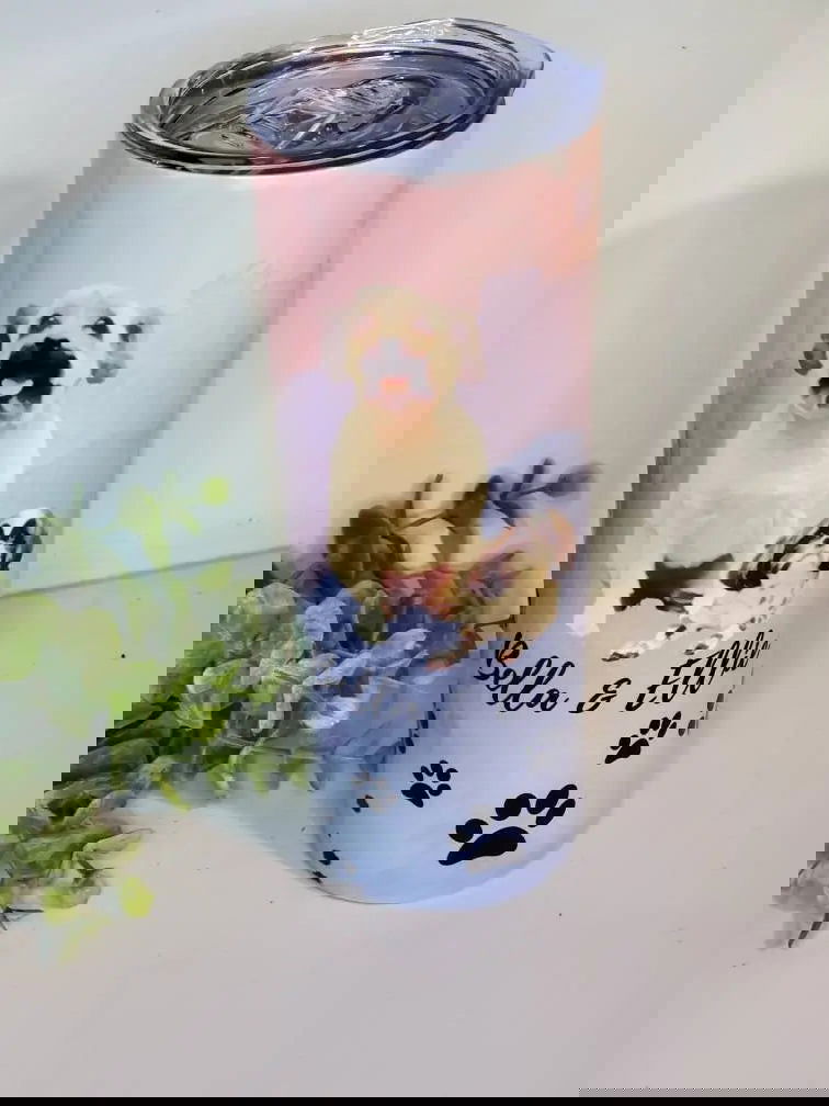 Watercolor Dog Tumbler, Pet Memorial gift, cup with Dog's picture, dog mom GIFT, Dogcup, dog mom pet photo tumbler, cat tumbler, cat cup, - Wags and Willows