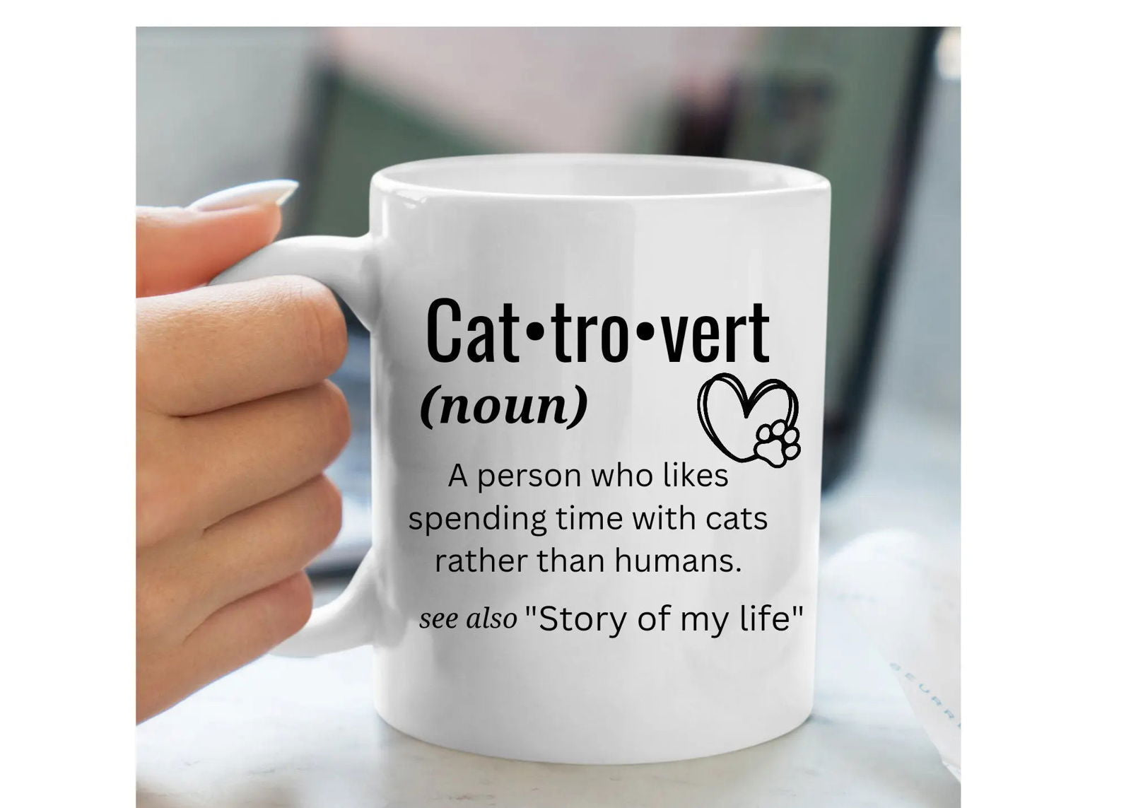 Catrovert Mug, Gift for cat Mom, cat Mom cup, mother's day gift for cat mom, cat cup, mug - Wags and Willows 