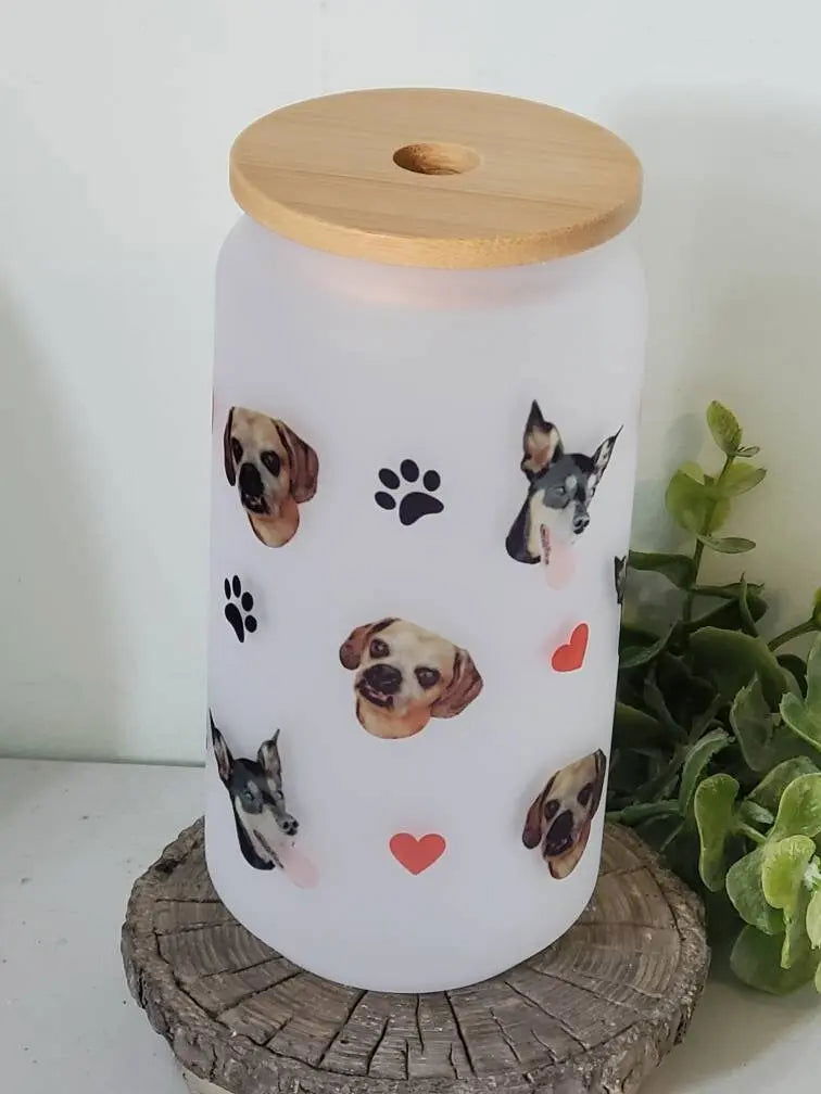 Custom Pet glass with Pet Photo - Wags and Willows 