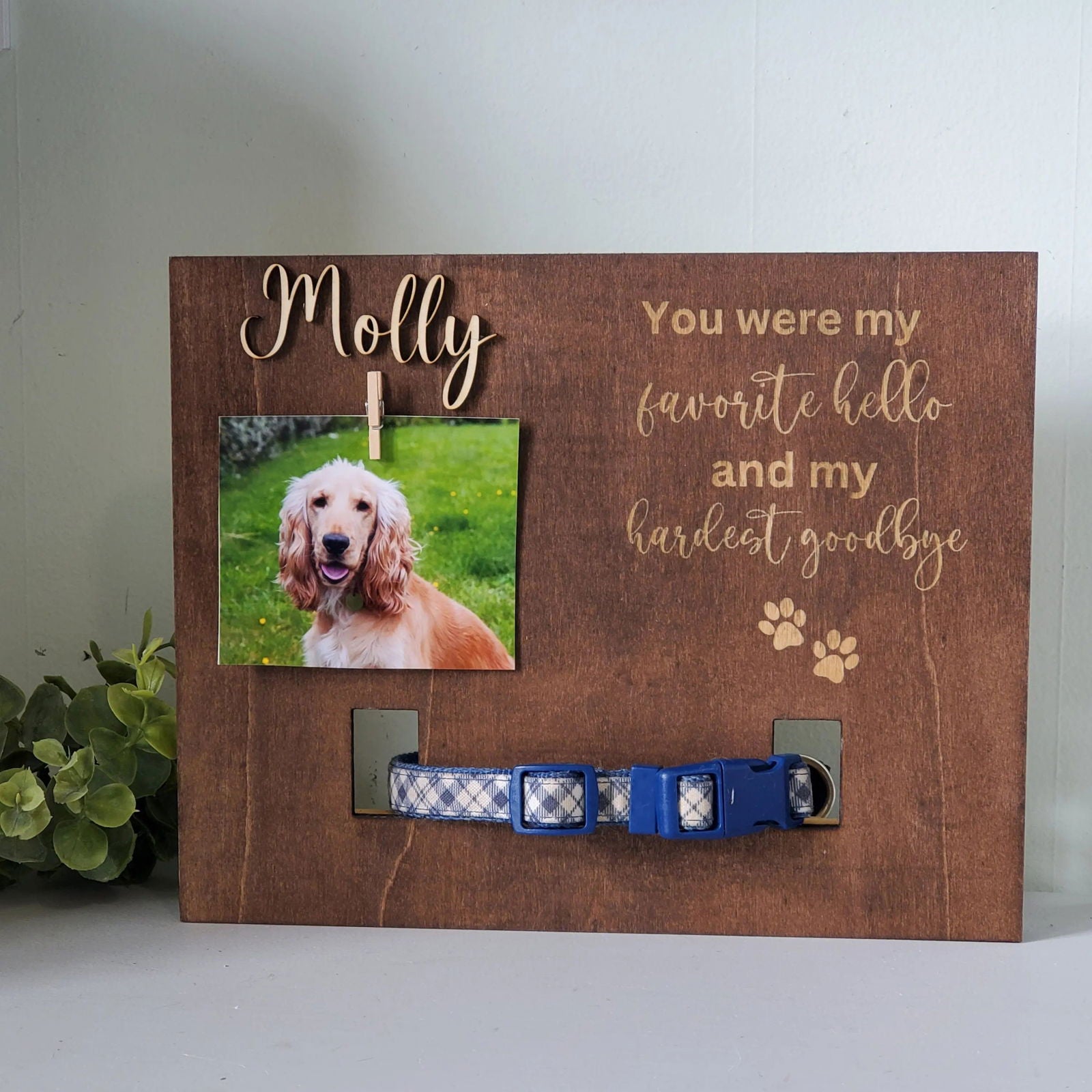 Dog Collar Memorial  Frame, Pet Memorial Frame, Dog Memorial frame for Collar - Wags and Willows 