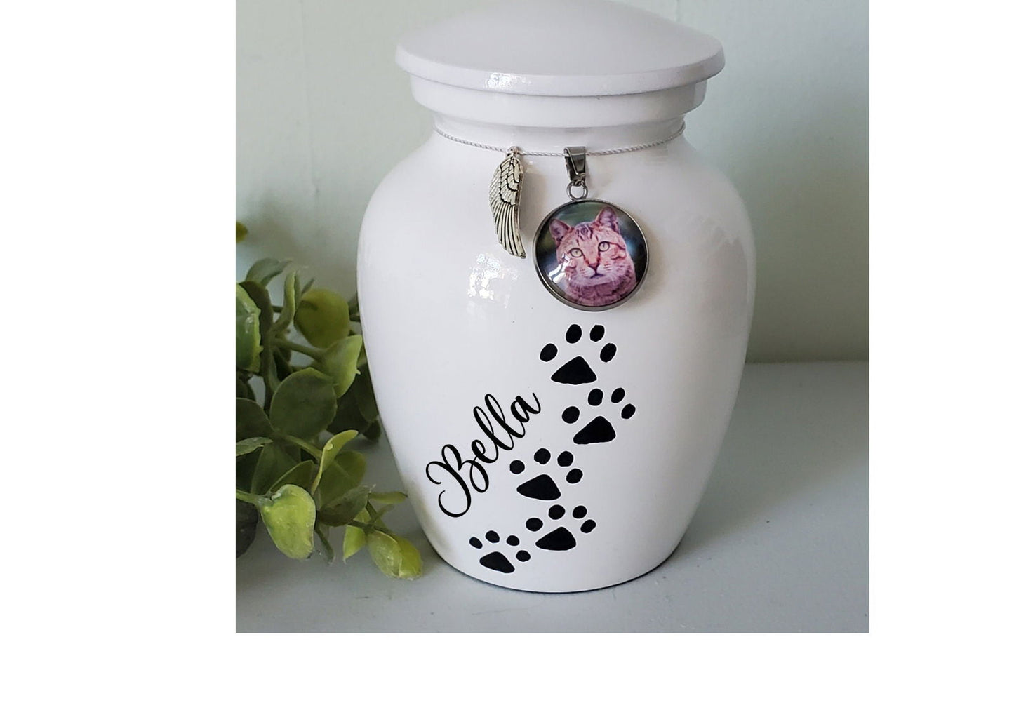 Large Ceramic Pet Urn with photo, Large Dog Urn, Small Dog Urn, Personalized pet urn - Wags and Willows 