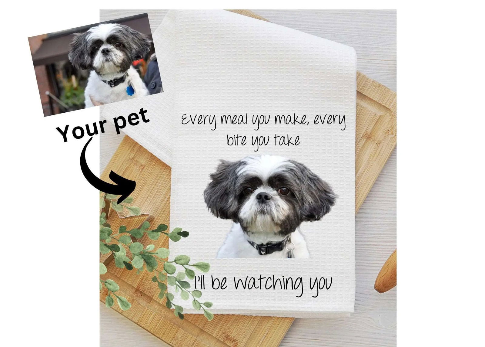 Personalized Dog Kitchen Towel, gift for Dog Lover, Dog dish towel, kitchen gift - Wags and Willows 