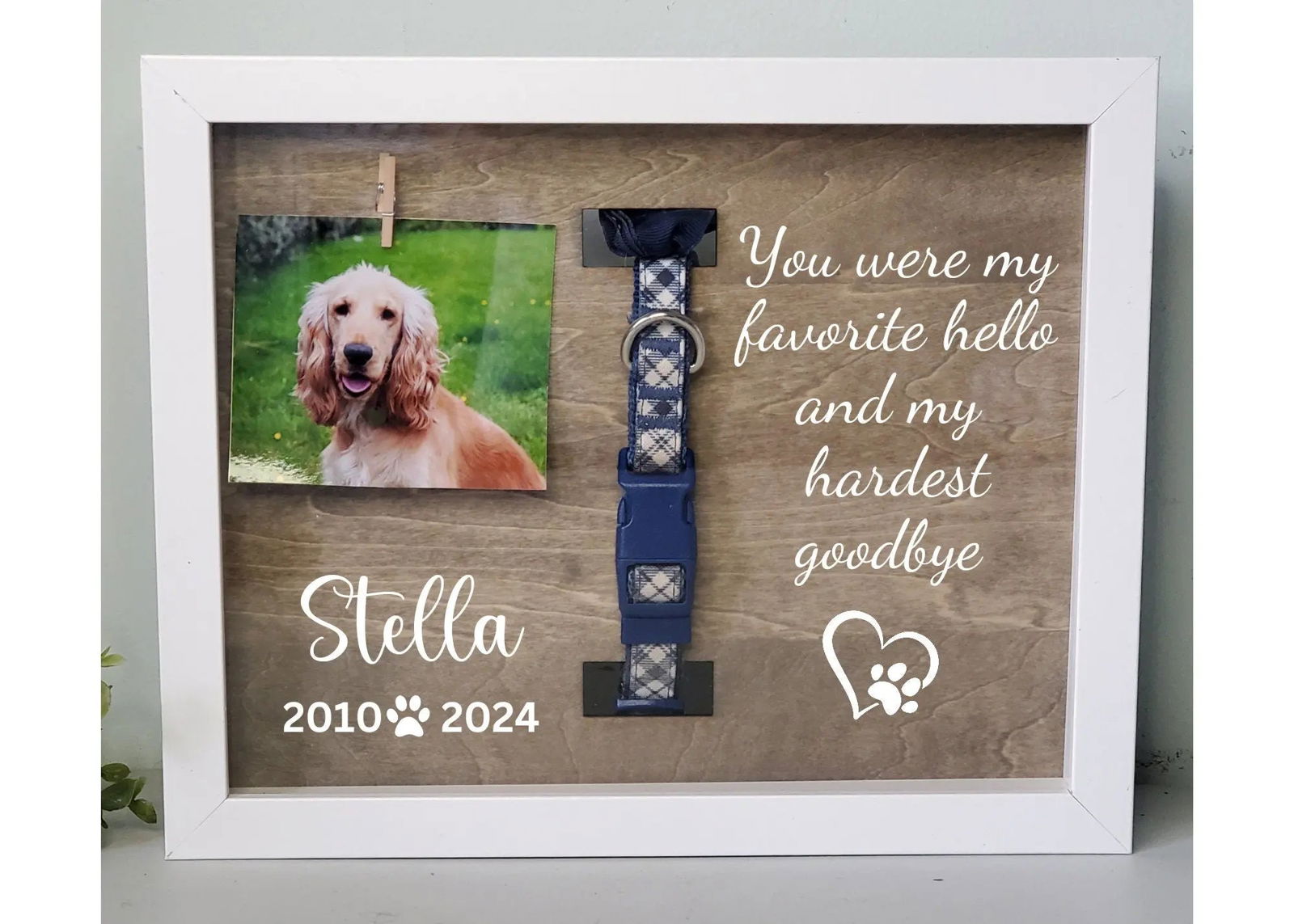 Pet Collar Memorial Frame, Dog Memorial , Cat Memorial, Loss of Pet Gift, Pet Memorial Shadow box, Pet Loss Gift - Wags and Willows 