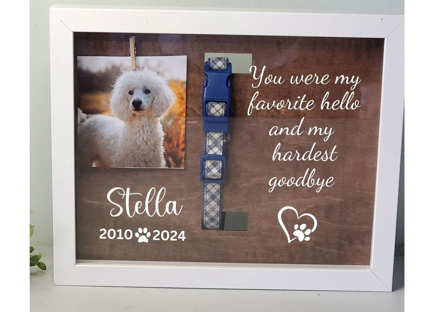 Pet Collar Memorial Frame, Dog Memorial , Cat Memorial, Loss of Pet Gift, Pet Memorial Shadow box, Pet Loss Gift - Wags and Willows 