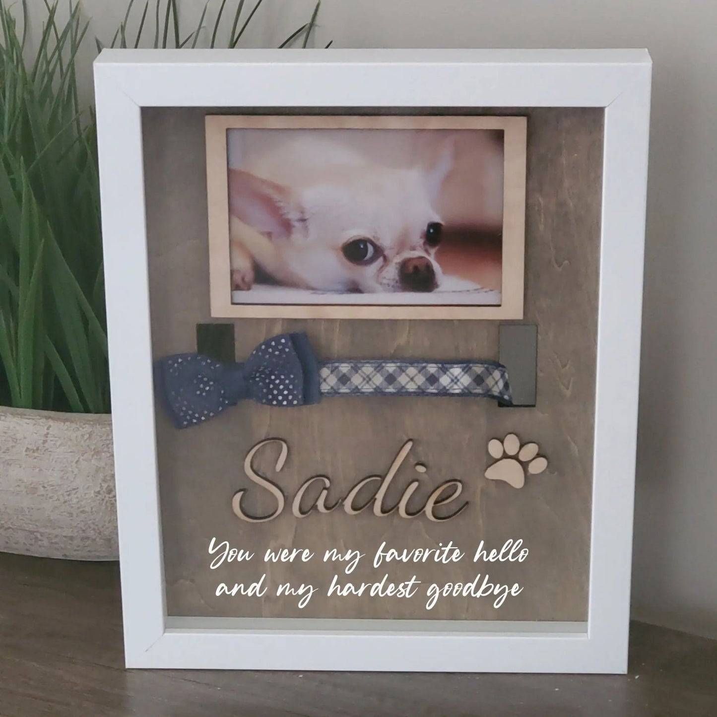 Pet Memorial- Dog Collar Memorial frame, Cat Memorial, dog collar holder, Pet Memorial Shadowbox - Wags and Willows 