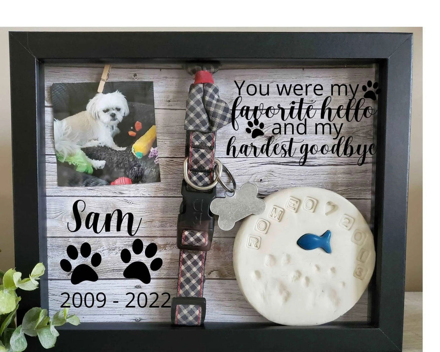 Pet Memorial Shadowbox, Dog Memorial Shadowbox, Pet Memorial Frame, Pet Memory Box, Paw Print Holder - Wags and Willows 