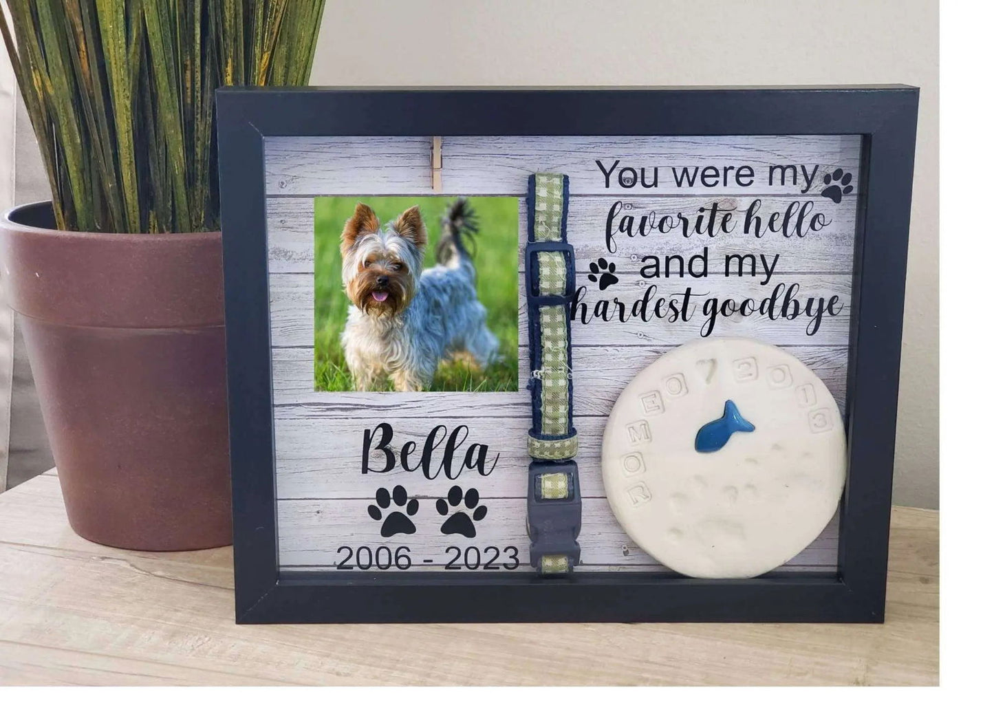 Pet Memorial Shadowbox, Dog Memorial Shadowbox, Pet Memorial Frame, Pet Memory Box, Paw Print Holder - Wags and Willows 