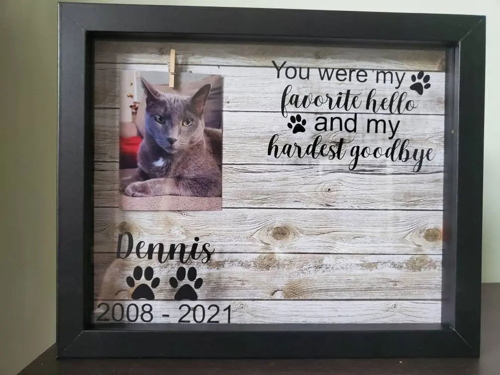 Pet Memorial Shadowbox, Dog Memorial Shadowbox, Pet Memorial Frame, Pet Memory Box, Paw Print Holder - Wags and Willows 