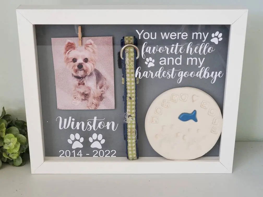 Pet Memorial Shadowbox, Pet Memorial Frame, Dog Memorial Frame - Wags and Willows 