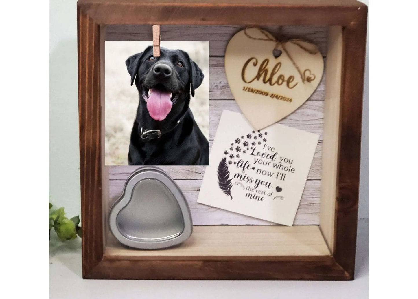 Pet Memorial Shadowbox, Pet Memorial Frame, Pet Memory Box, Dog Collar Memorial - Wags and Willows 