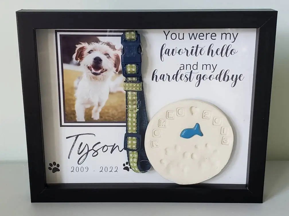 Pet Memorial Shadowbox, Pet Memorial Frame, Pet Memory Box, Dog Memorial ShadowboxPaw Print Holder - Wags and Willows 