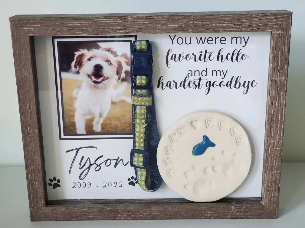 Pet Memorial Shadowbox, Pet Memorial Frame, Pet Memory Box, Dog Memorial ShadowboxPaw Print Holder - Wags and Willows 