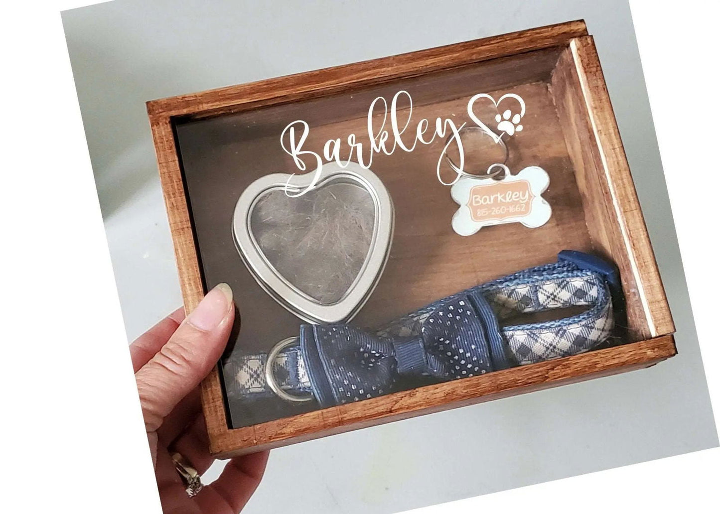 Pet Memorial Shadowbox, Pet Memory Box, Dog Collar Memorial - Wags and Willows 