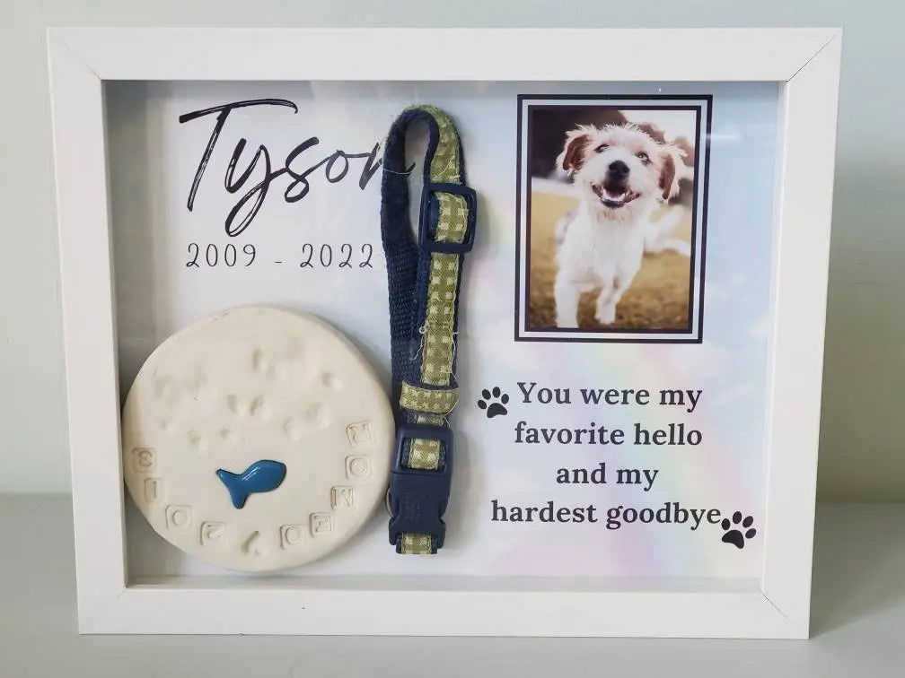 Pet Memorial Shadowbox, Pet memorial, Dog Memorial, Cat Memorial, Loss of Pet Gift, Pet Memory box for pawprint, Pet Sympathy Gift - Wags and Willows 