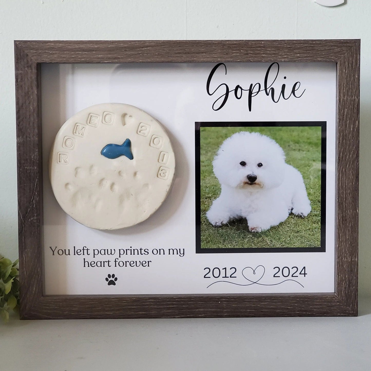 -Pet Memorial Shadowbox, paw print shadowbox for pet - Wags and Willows 